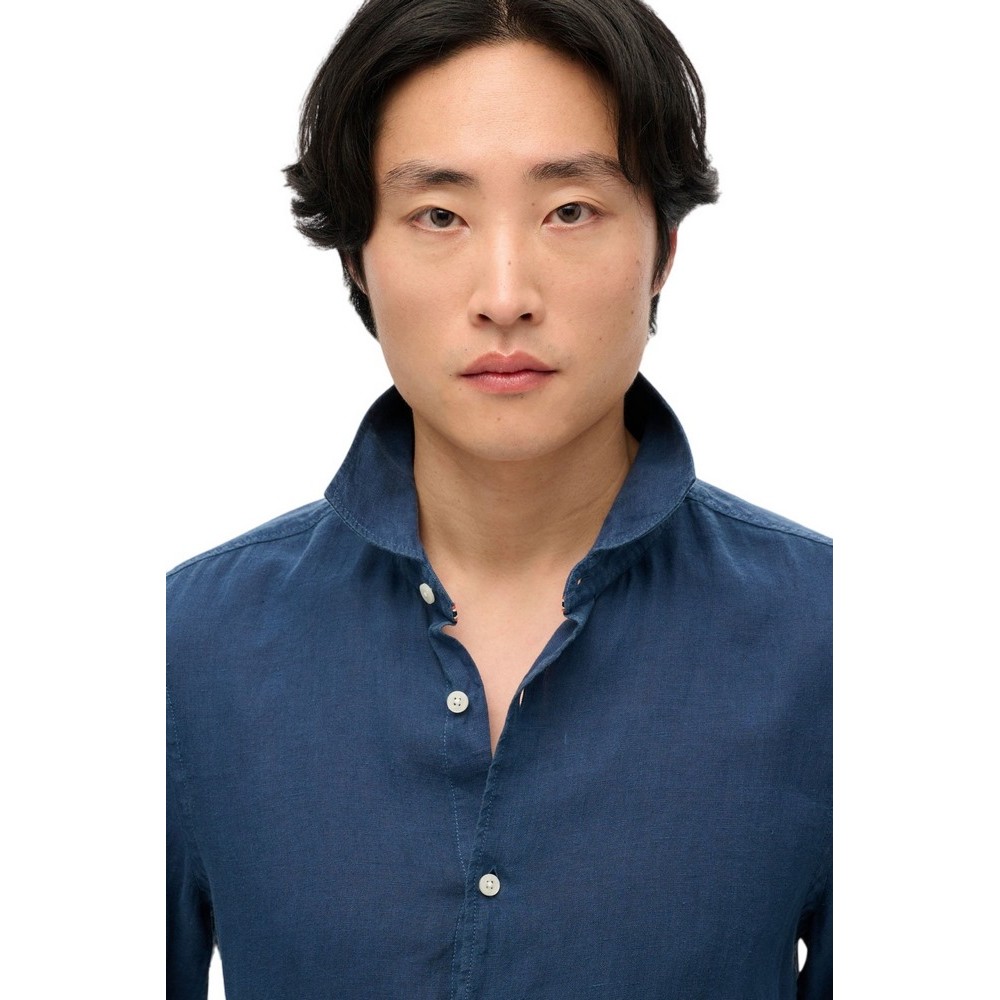 SUPERDRY D2 STUD VACATION LINEN SHIRT ΠΟΥΚΑΜΙΣΟ ΑΝΔΡΙΚΟ NAVY