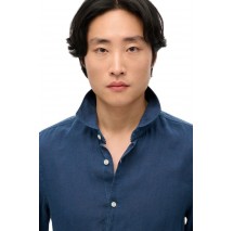 SUPERDRY D2 STUD VACATION LINEN SHIRT ΠΟΥΚΑΜΙΣΟ ΑΝΔΡΙΚΟ NAVY