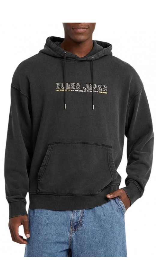 GUESS JEANS OUTLINE HOODIE ΦΟΥΤΕΡ ΜΠΛΟΥΖΑ ΑΝΔΡΙΚΗ DARK GREY