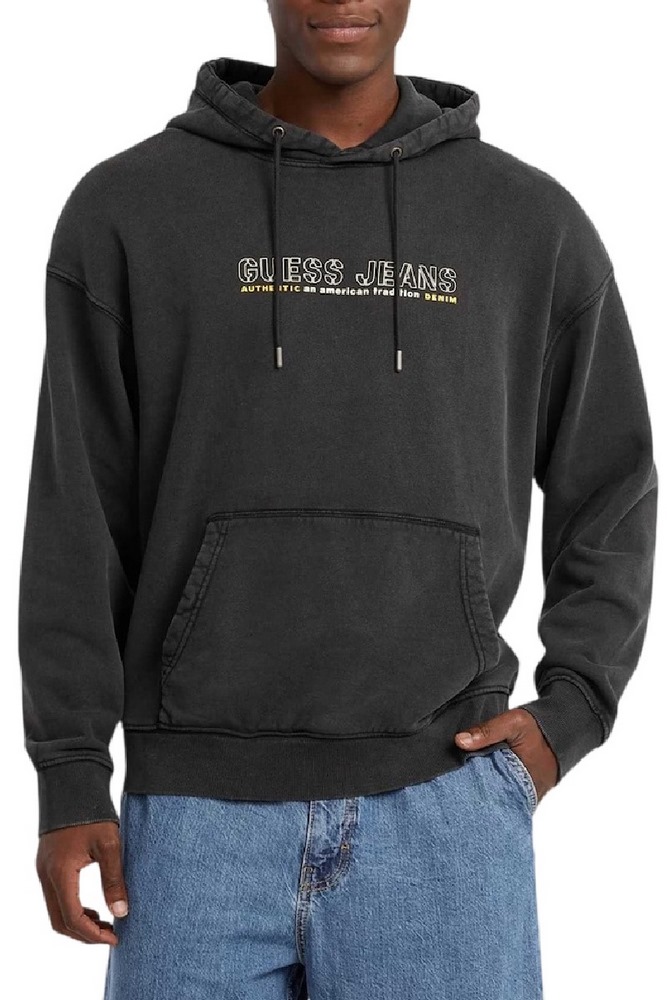 GUESS JEANS OUTLINE HOODIE ΦΟΥΤΕΡ ΜΠΛΟΥΖΑ ΑΝΔΡΙΚΗ DARK GREY