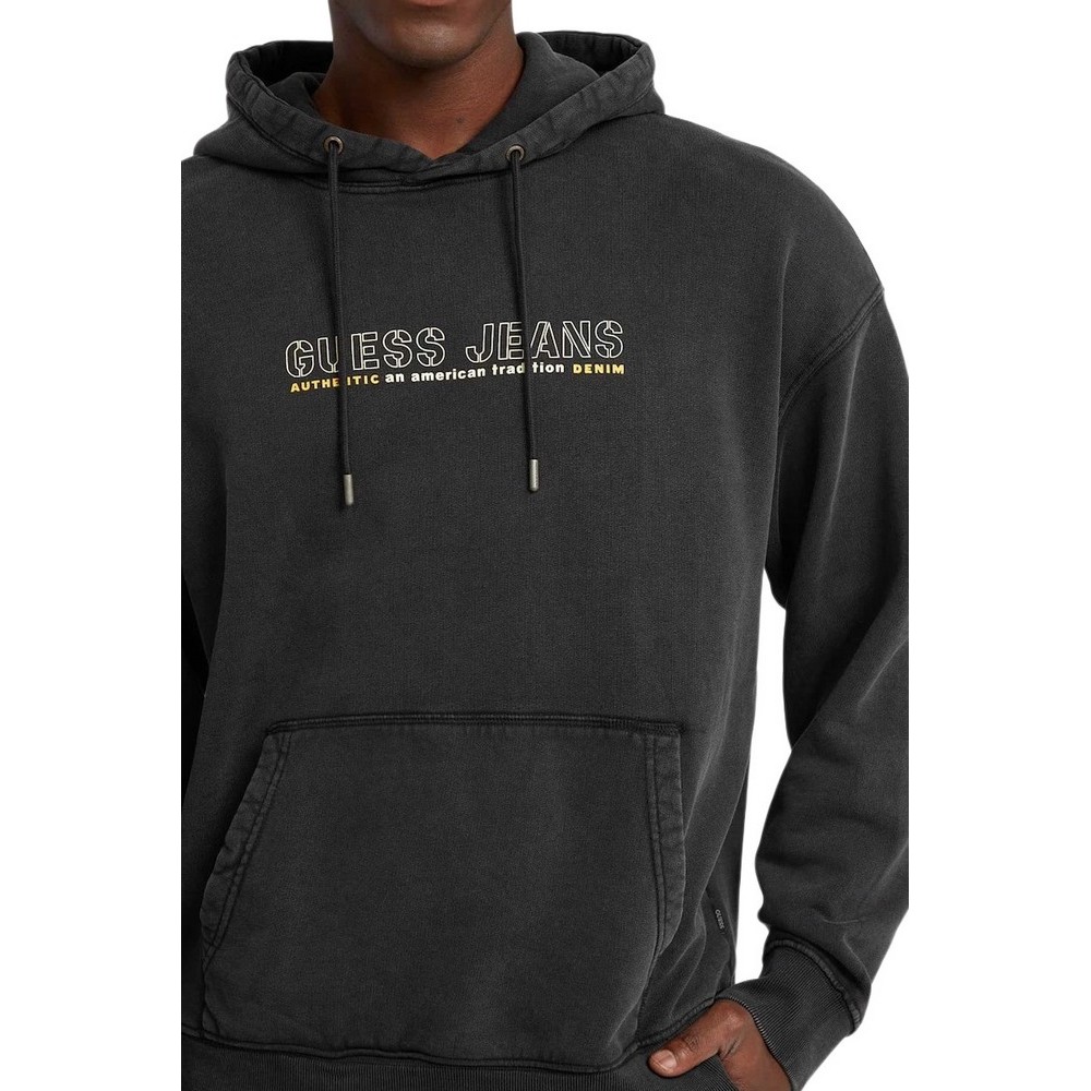 GUESS JEANS OUTLINE HOODIE ΦΟΥΤΕΡ ΜΠΛΟΥΖΑ ΑΝΔΡΙΚΗ DARK GREY