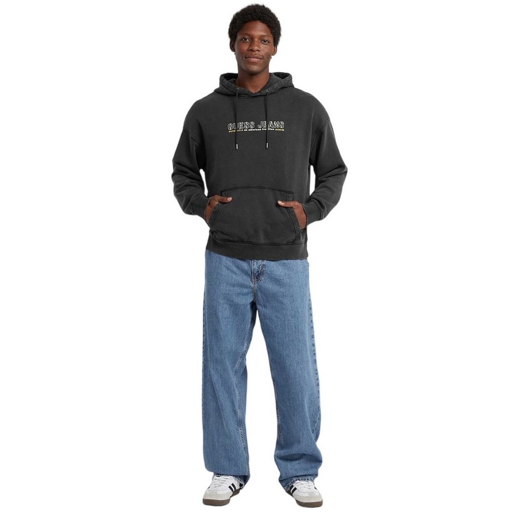 GUESS JEANS OUTLINE HOODIE ΦΟΥΤΕΡ ΜΠΛΟΥΖΑ ΑΝΔΡΙΚΗ DARK GREY
