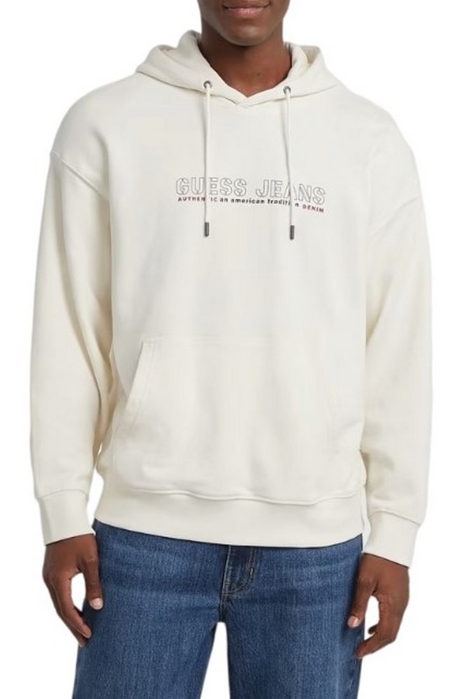 GUESS JEANS OUTLINE HOODIE ΦΟΥΤΕΡ ΜΠΛΟΥΖΑ ΑΝΔΡΙΚΗ OFF WHITE