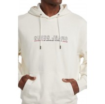 GUESS JEANS OUTLINE HOODIE ΦΟΥΤΕΡ ΜΠΛΟΥΖΑ ΑΝΔΡΙΚΗ OFF WHITE