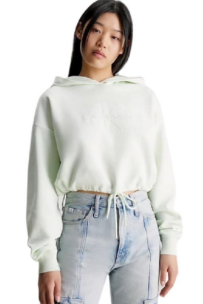 CALVIN KLEIN JEANS EMBOSSED MONOLOGO HOODIE ΜΠΛΟΥΖΑ ΦΟΥΤΕΡ ΓΥΝΑΙΚΕΙΑ LIME