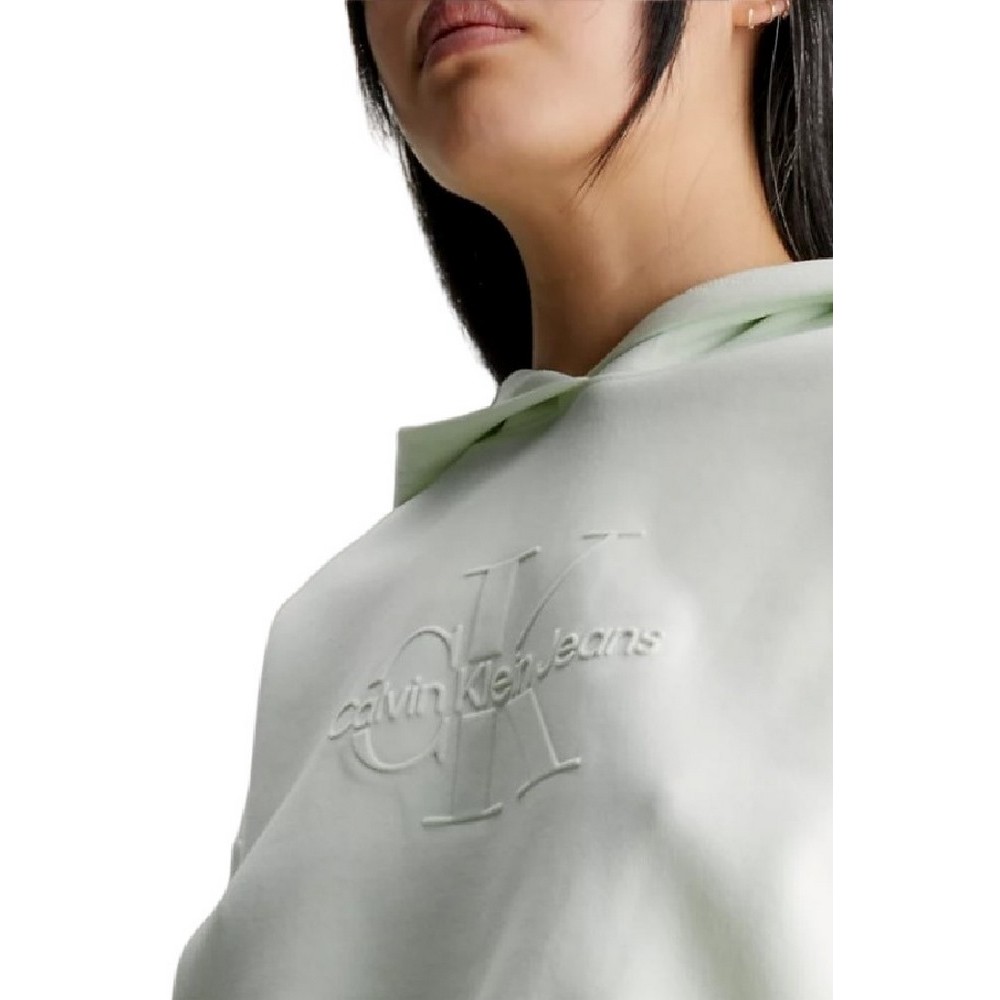 CALVIN KLEIN JEANS EMBOSSED MONOLOGO HOODIE ΜΠΛΟΥΖΑ ΦΟΥΤΕΡ ΓΥΝΑΙΚΕΙΑ LIME