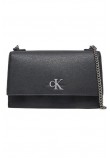 CALVIN KLEIN JEANS MINIMAL MONOGRAM EW FLAP21 ΤΣΑΝΤΑ ΓΥΝΑΙΚΕΙΑ BLACK/SILVER