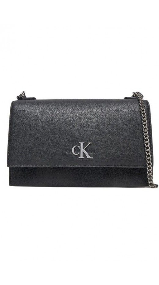 CALVIN KLEIN JEANS MINIMAL MONOGRAM EW FLAP21 ΤΣΑΝΤΑ ΓΥΝΑΙΚΕΙΑ BLACK/SILVER