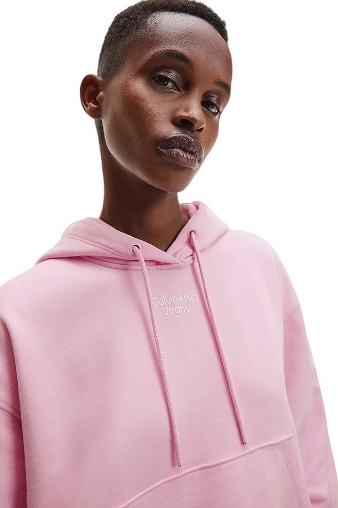 CALVIN KLEIN JEANS STAKED LOGO HOODIE ΦΟΥΤΕΡ ΓΥΝΑΙΚΕΙΟ PINK