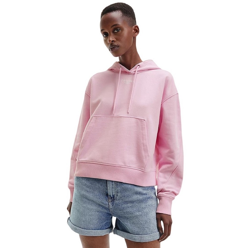 CALVIN KLEIN JEANS STAKED LOGO HOODIE ΦΟΥΤΕΡ ΓΥΝΑΙΚΕΙΟ PINK