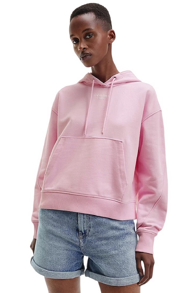 CALVIN KLEIN JEANS STAKED LOGO HOODIE ΦΟΥΤΕΡ ΓΥΝΑΙΚΕΙΟ PINK