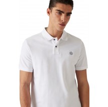 GUESS WASHED SS T-SHIRT POLO ΜΠΛΟΥΖΑ ΑΝΔΡΙΚΗ WHITE