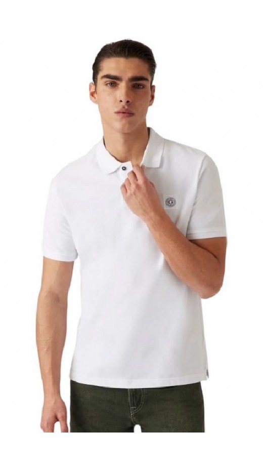 GUESS WASHED SS T-SHIRT POLO ΜΠΛΟΥΖΑ ΑΝΔΡΙΚΗ WHITE