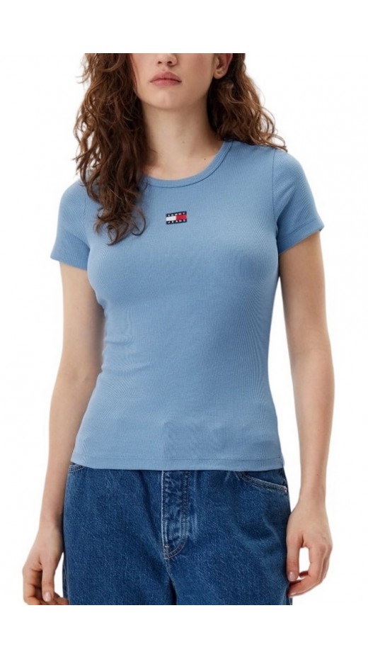 TOMMY JEANS SLIM BADGE RIB TEE T-SHIRT ΜΠΛΟΥΖΑ ΓΥΝΑΙΚΕΙΑ BLUE