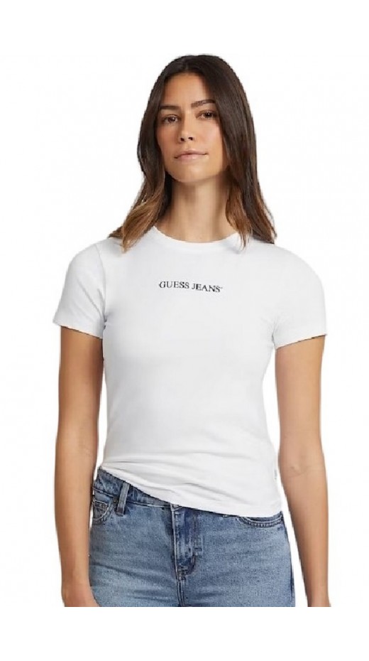 GUESS JEANS CN SLIM LOGO PRINT TEE T-SHIRT ΜΠΛΟΥΖΑ ΓΥΝΑΙΚΕΙΑ WHITE