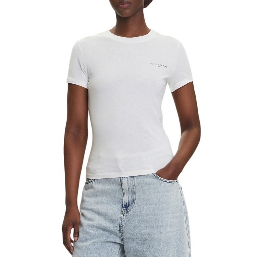 TOMMY JEANS SLIM LINEAR SS TEE EXT T-SHIRT ΜΠΛΟΥΖΑ ΓΥΝΑΙΚΕΙΑ OFF WHITE