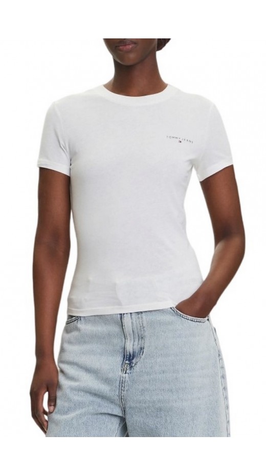 TOMMY JEANS SLIM LINEAR SS TEE EXT T-SHIRT ΜΠΛΟΥΖΑ ΓΥΝΑΙΚΕΙΑ OFF WHITE