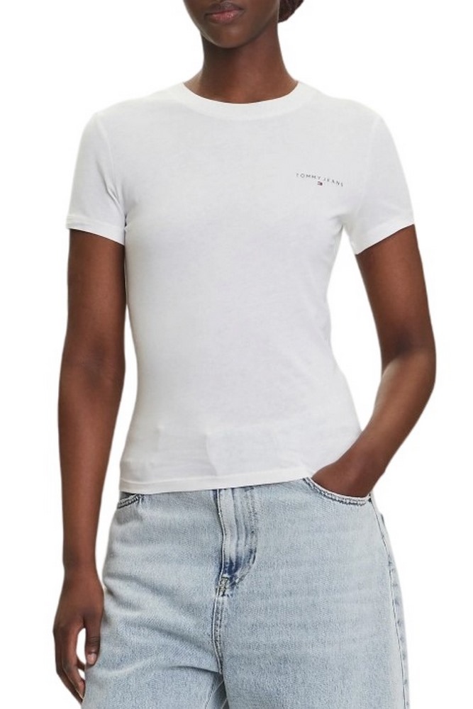 TOMMY JEANS SLIM LINEAR SS TEE EXT T-SHIRT ΜΠΛΟΥΖΑ ΓΥΝΑΙΚΕΙΑ OFF WHITE