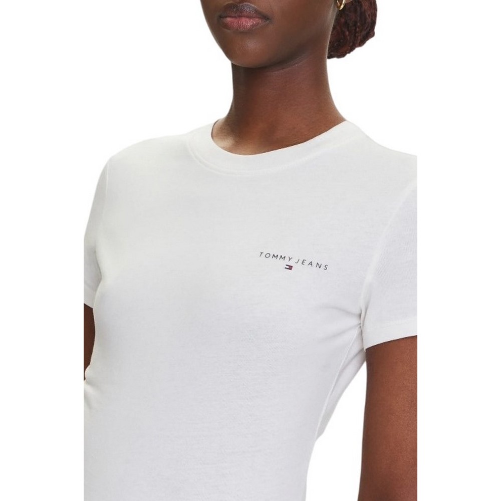 TOMMY JEANS SLIM LINEAR SS TEE EXT T-SHIRT ΜΠΛΟΥΖΑ ΓΥΝΑΙΚΕΙΑ OFF WHITE