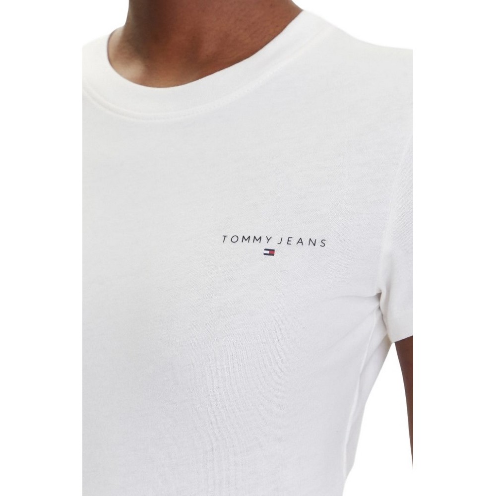 TOMMY JEANS SLIM LINEAR SS TEE EXT T-SHIRT ΜΠΛΟΥΖΑ ΓΥΝΑΙΚΕΙΑ OFF WHITE