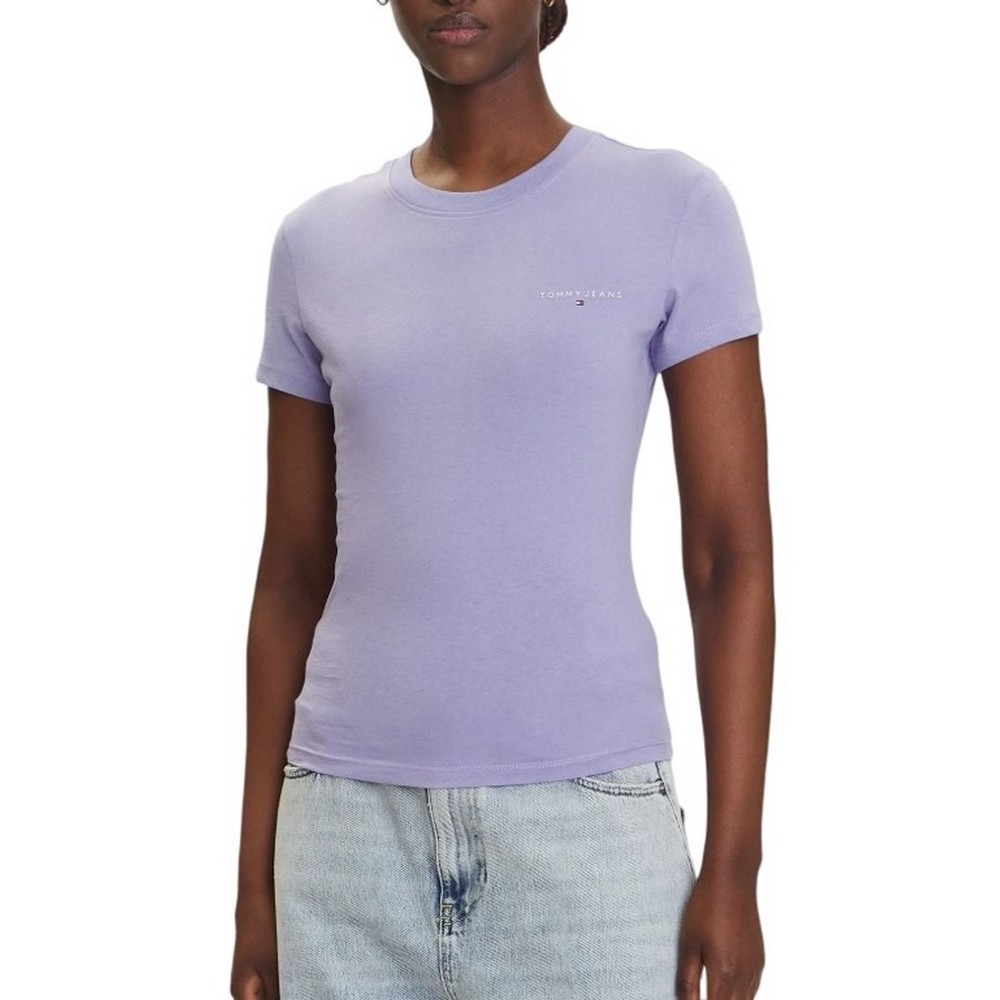 TOMMY JEANS SLIM LINEAR SS TEE EXT T-SHIRT ΜΠΛΟΥΖΑ ΓΥΝΑΙΚΕΙΑ PURPLE