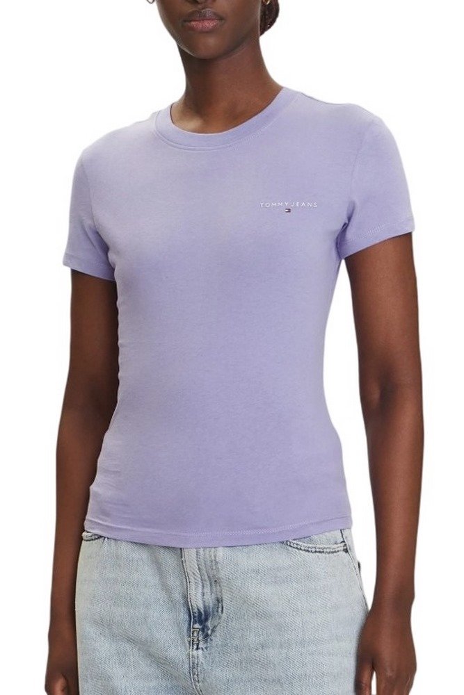 TOMMY JEANS SLIM LINEAR SS TEE EXT T-SHIRT ΜΠΛΟΥΖΑ ΓΥΝΑΙΚΕΙΑ PURPLE