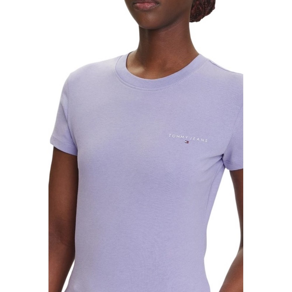 TOMMY JEANS SLIM LINEAR SS TEE EXT T-SHIRT ΜΠΛΟΥΖΑ ΓΥΝΑΙΚΕΙΑ PURPLE