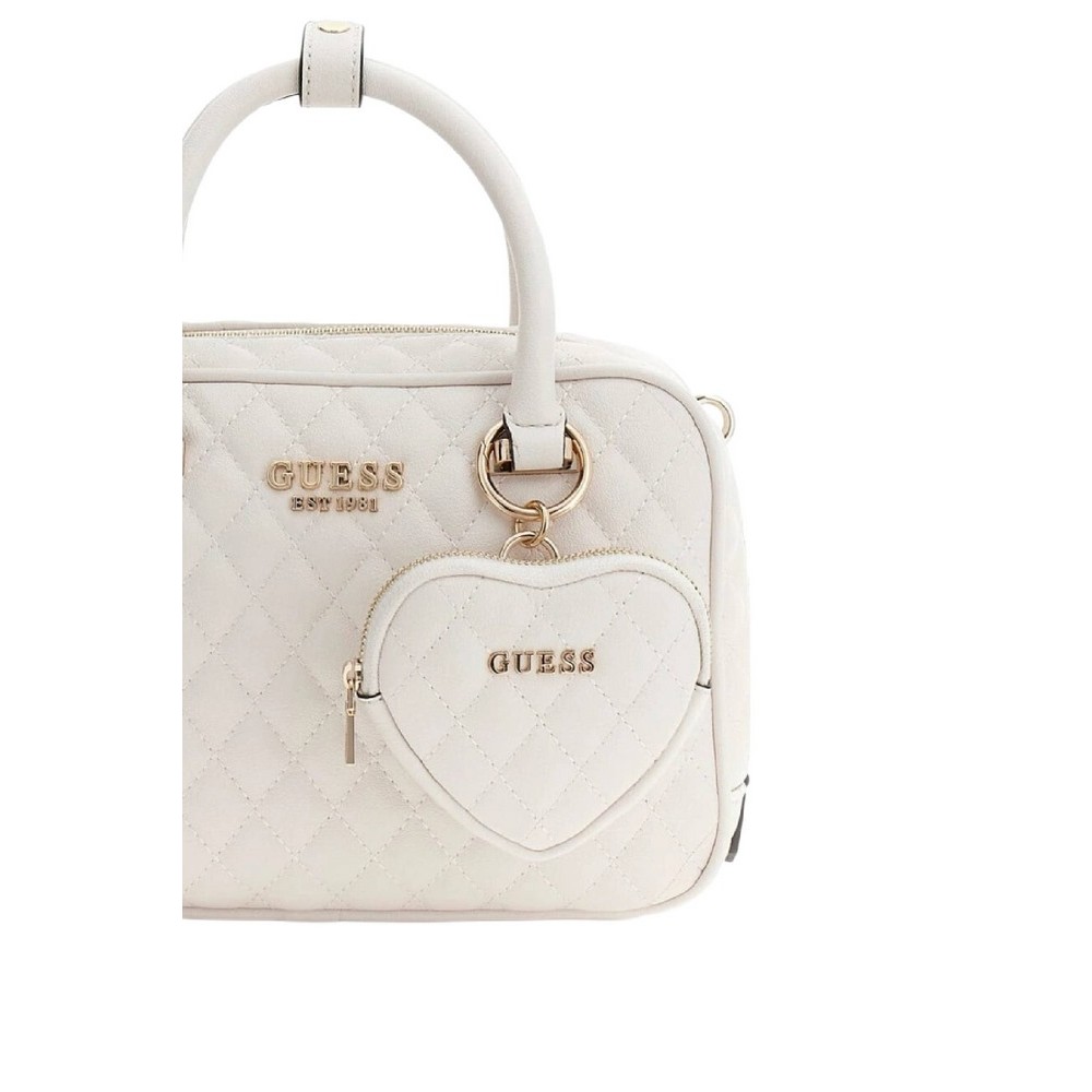 GUESS ATABEY BOX SATCHEL ΤΣΑΝΤΑ ΓΥΝΑΙΚΕΙΑ OFF WHITE
