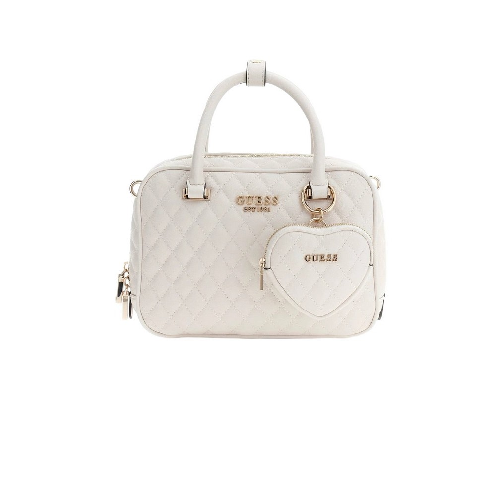 GUESS ATABEY BOX SATCHEL ΤΣΑΝΤΑ ΓΥΝΑΙΚΕΙΑ OFF WHITE