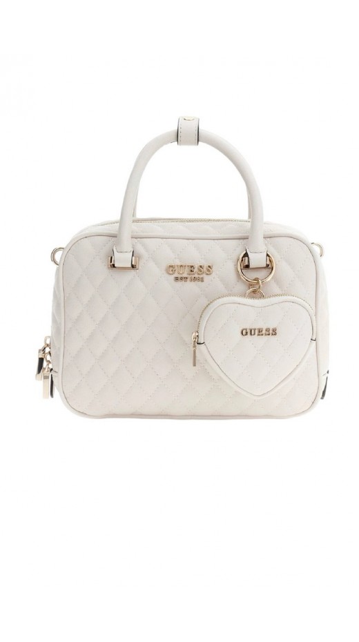 GUESS ATABEY BOX SATCHEL ΤΣΑΝΤΑ ΓΥΝΑΙΚΕΙΑ OFF WHITE