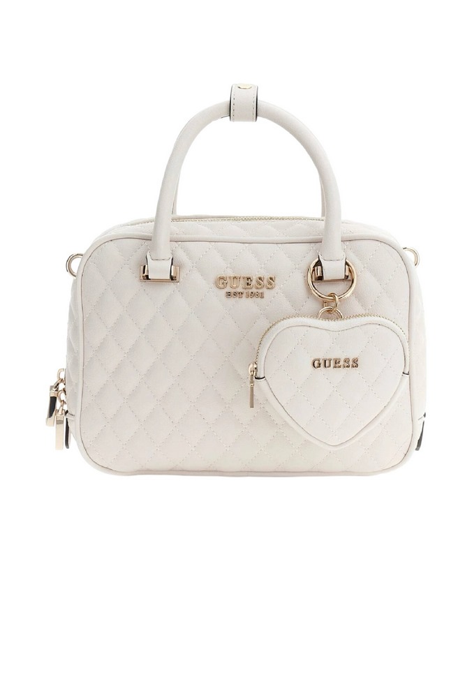 GUESS ATABEY BOX SATCHEL ΤΣΑΝΤΑ ΓΥΝΑΙΚΕΙΑ OFF WHITE