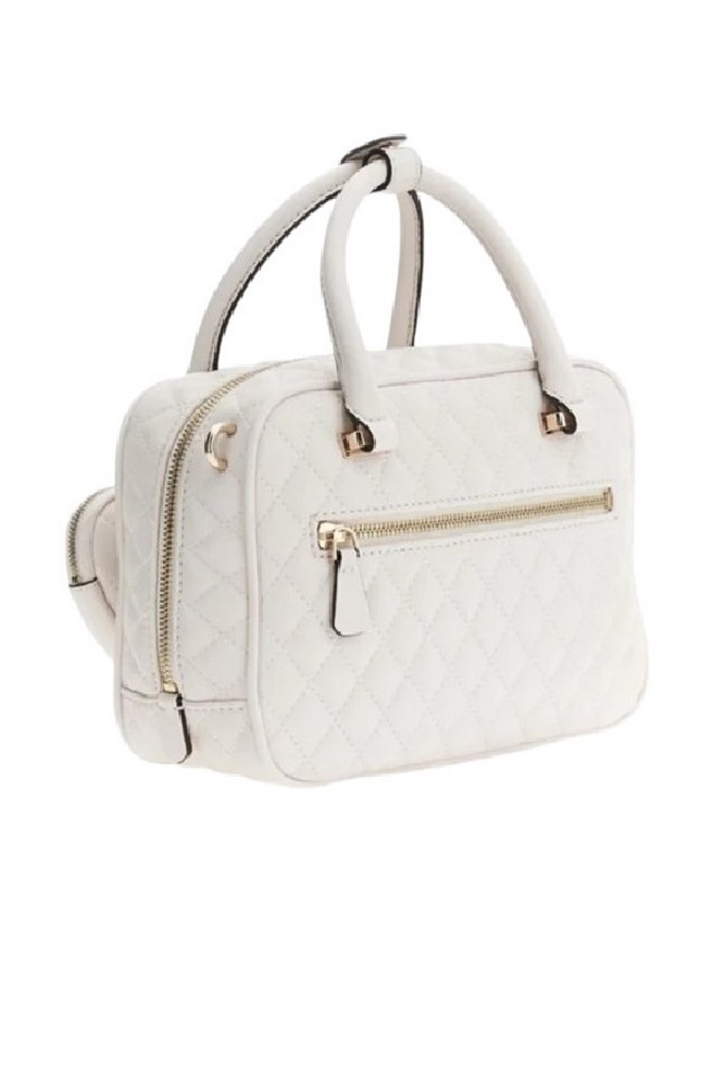 GUESS ATABEY BOX SATCHEL ΤΣΑΝΤΑ ΓΥΝΑΙΚΕΙΑ OFF WHITE