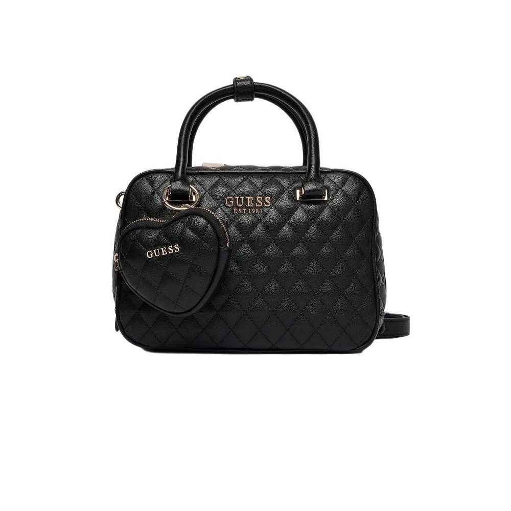 GUESS ATABEY BOX SATCHEL ΤΣΑΝΤΑ ΓΥΝΑΙΚΕΙΑ BLACK