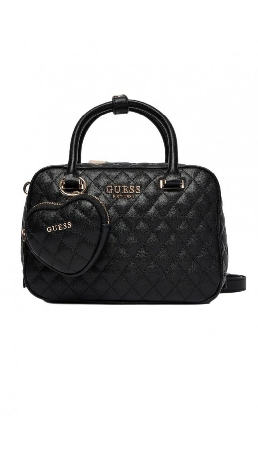 GUESS ATABEY BOX SATCHEL ΤΣΑΝΤΑ ΓΥΝΑΙΚΕΙΑ BLACK