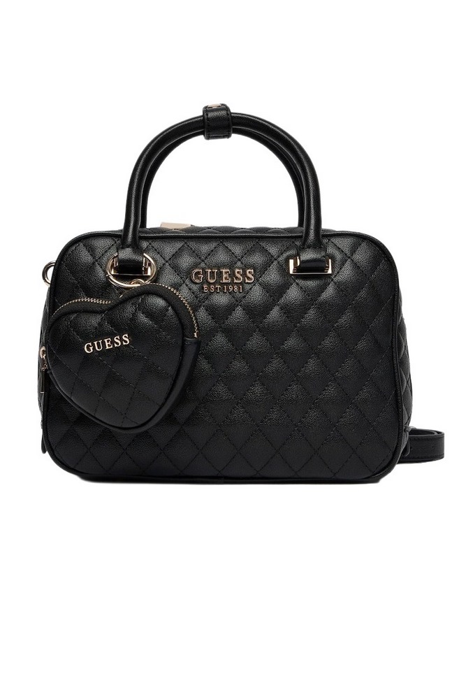 GUESS ATABEY BOX SATCHEL ΤΣΑΝΤΑ ΓΥΝΑΙΚΕΙΑ BLACK