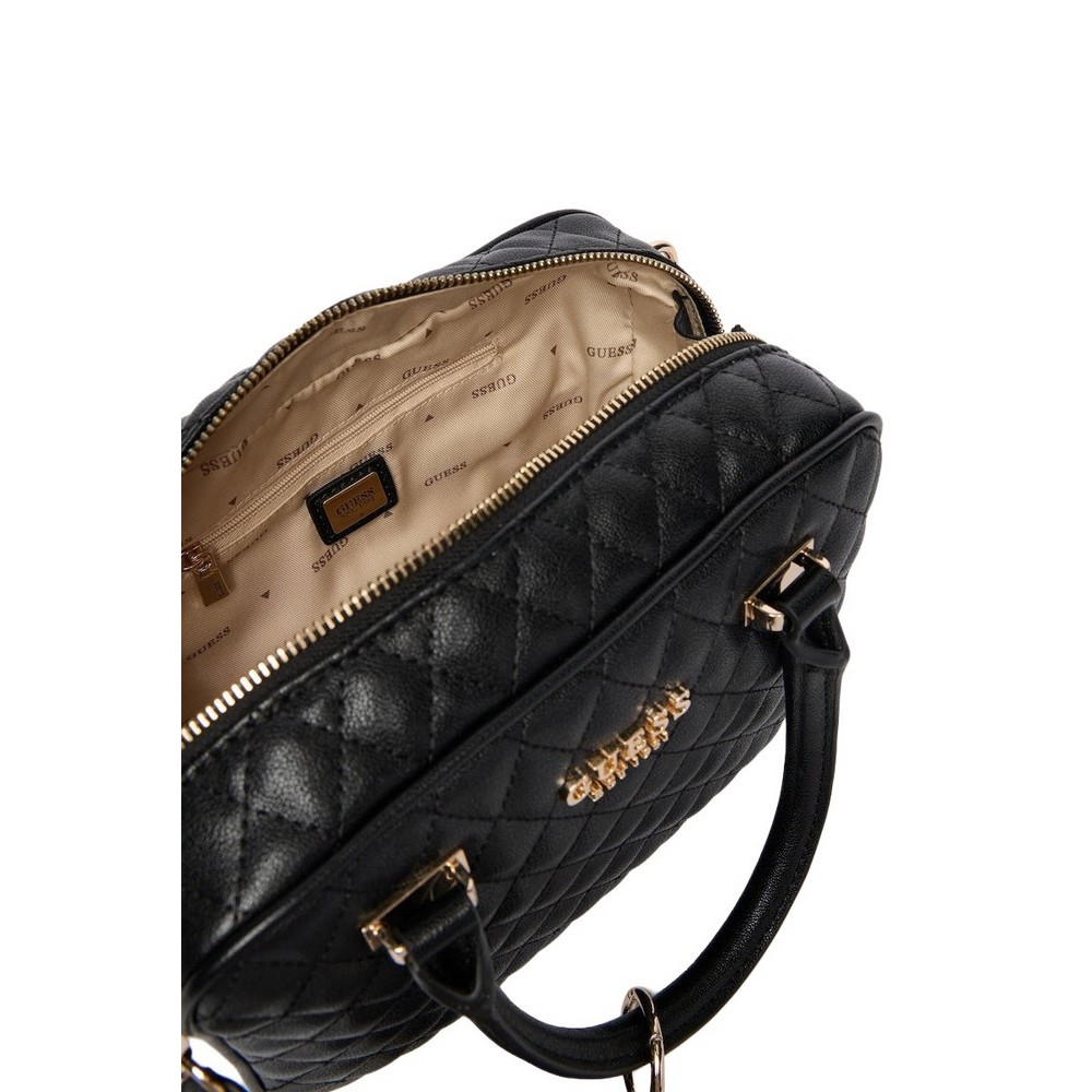 GUESS ATABEY BOX SATCHEL ΤΣΑΝΤΑ ΓΥΝΑΙΚΕΙΑ BLACK