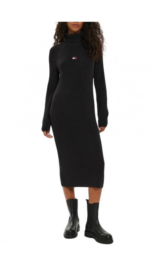 TOMMY HILFIGER MOCKNECK BADGE SWEATER DRESS ΦΟΡΕΜΑ ΓΥΝΑΙΚΕΙΟ BLACK