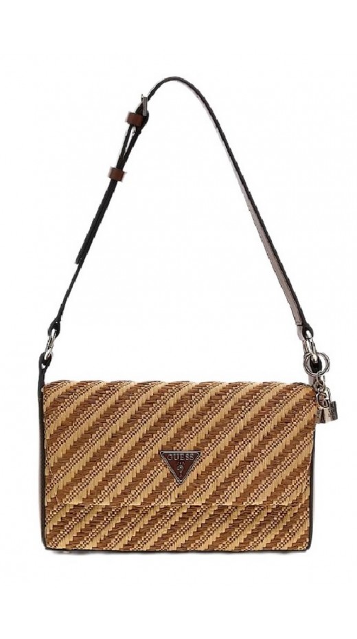 GUESS SIMONA FLAP SHOULDER BAG ΤΣΑΝΤΑ ΓΥΝΑΙΚΕΙΑ COGNAC