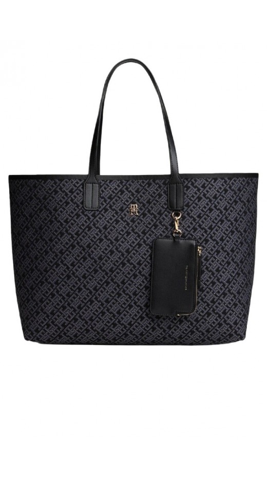TOMMY HILFIGER  ICON TOTE JACQUARD ΤΣΑΝΤΑ ΓΥΝΑΙΚΕΙΑ BLACK