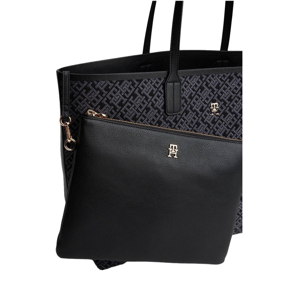 TOMMY HILFIGER  ICON TOTE JACQUARD ΤΣΑΝΤΑ ΓΥΝΑΙΚΕΙΑ BLACK