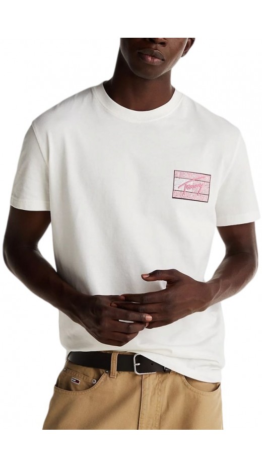 TOMMY JEANS REG RWB FLAG TEE EXT T-SHIRT ΜΠΛΟΥΖΑ ΑΝΔΡΙΚΗ WHITE