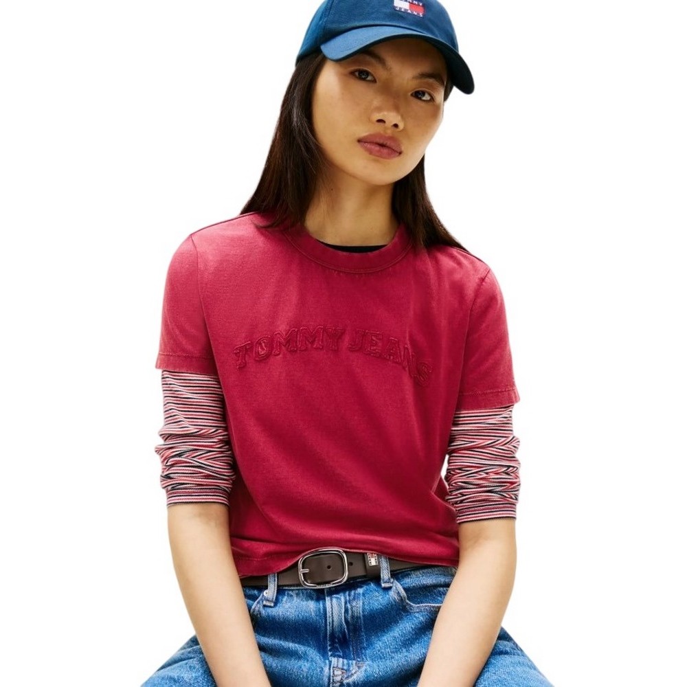 TOMMY JEANS REG GMD VARSITY TEE T-SHIRT  ΜΠΛΟΥΖΑ ΓΥΝΑΙΚΕΙΑ BERRY