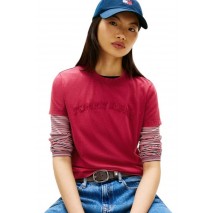TOMMY JEANS REG GMD VARSITY TEE T-SHIRT  ΜΠΛΟΥΖΑ ΓΥΝΑΙΚΕΙΑ BERRY