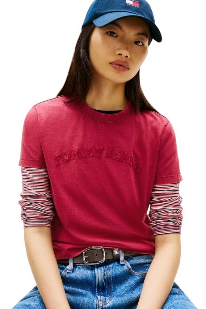 TOMMY JEANS REG GMD VARSITY TEE T-SHIRT  ΜΠΛΟΥΖΑ ΓΥΝΑΙΚΕΙΑ BERRY