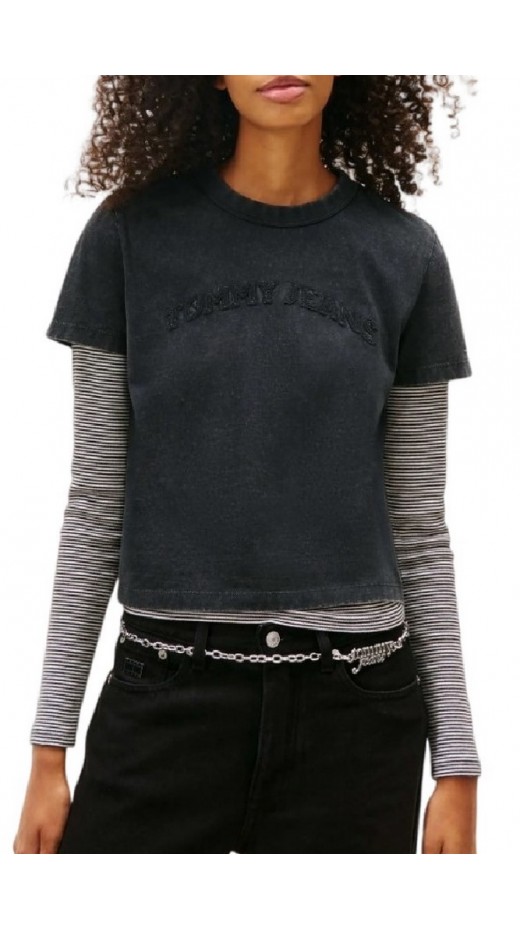 TOMMY JEANS REG GMD VARSITY TEE T-SHIRT  ΜΠΛΟΥΖΑ ΓΥΝΑΙΚΕΙΑ BLACK