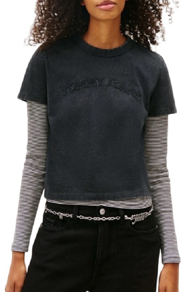 TOMMY JEANS REG GMD VARSITY TEE T-SHIRT  ΜΠΛΟΥΖΑ ΓΥΝΑΙΚΕΙΑ BLACK