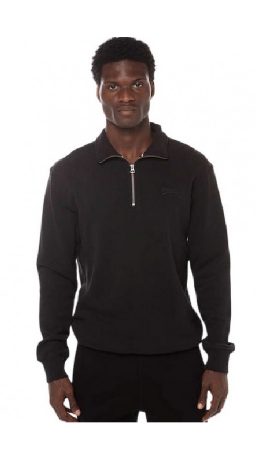 SUPERDRY D1 OVIN ESSENTIAL LOGO HENLEY ΦΟΥΤΕΡ ΜΠΛΟΥΖΑ ΑΝΔΡΙΚΗ BLACK