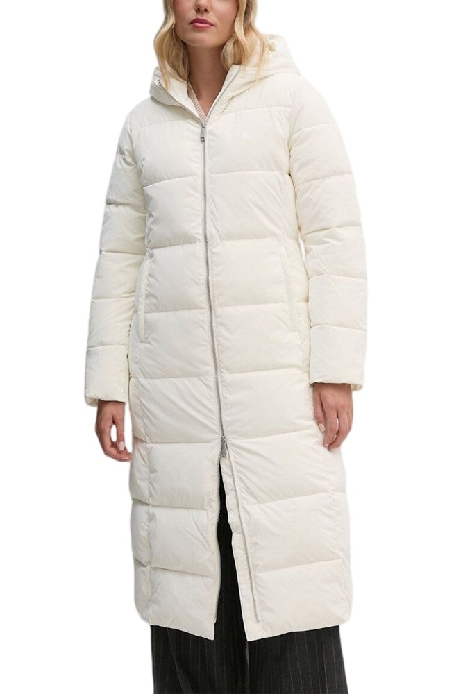 CALVIN KLEIN JEANS SOFT TOUCH LONG FITTED PUFFER ΜΠΟΥΦΑΝ ΓΥΝΑΙΚΕΙΟ IVORY