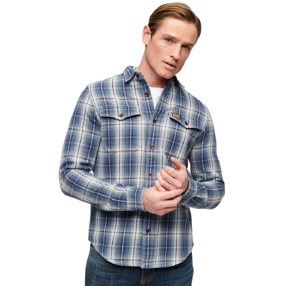 SUPERDRY WORKER CHECK SHIRT ΠΟΥΚΑΜΙΣΟ ΑΝΔΡΙΚΟ BLUE