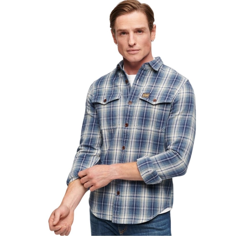 SUPERDRY WORKER CHECK SHIRT ΠΟΥΚΑΜΙΣΟ ΑΝΔΡΙΚΟ BLUE